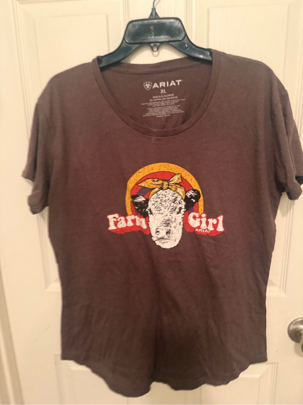 Ariat Brown  Short-Sleeve 'Farm Girl' Graphic Tee with Yellow & Red Accents